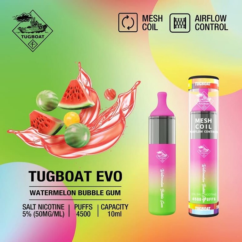 Tugboat EVO Watermelon Bubble Gum Disposable Vape